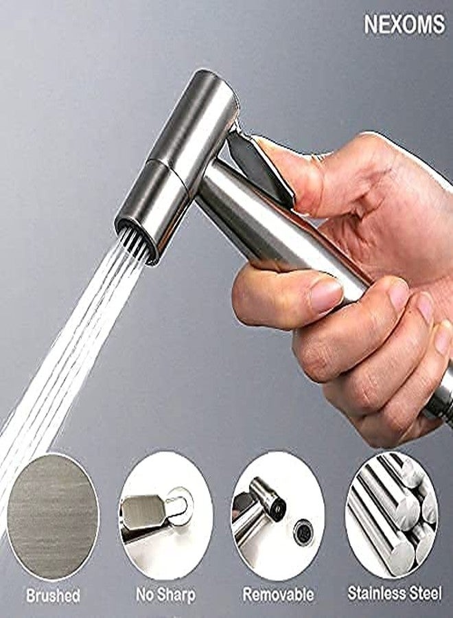 NEXOMS SSBS01 304 Grade Stainless Steel Heavy Duty Health Faucet with 1.2m Ultra Flexible Hose and Wall Hook (Silver) - Image 4